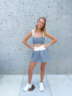 Scarlet Sports Bra in Black Gingham