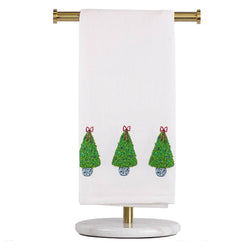 Christmas Topiary Hand Towel  White/Green/Red   20x28