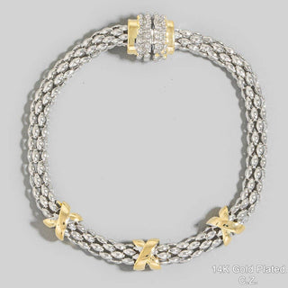 X Two Tone Cuff Cable Bracelet