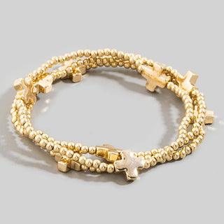 Grace Gold Cross Beaded Bracelet Set