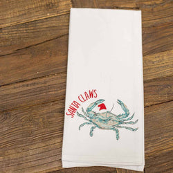 Santa Claws Hand Towel   White/Blue   20x28
