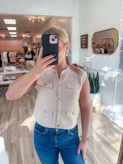 Selena Button Knit Top