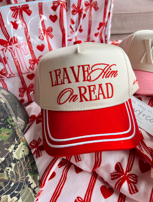 Leave Him On Read - Red Vintage Hat