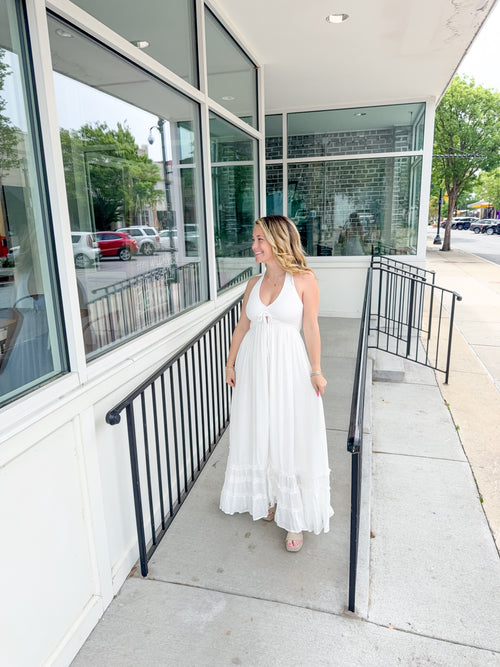 hannah halter maxi dress X Hannah Lovey Porter Solana Halter Maxi Dress in Orange