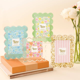 Rectangle Scalloped Acrylic Frame-Confetti Gold
