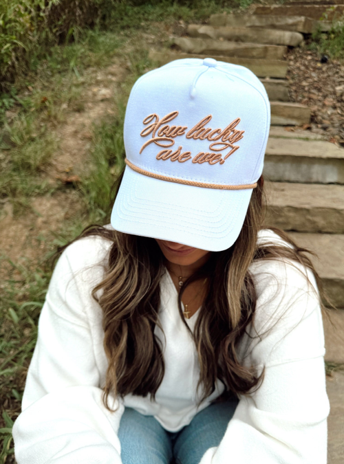 How Lucky Are We - White Vintage Hat