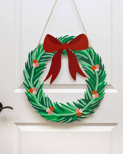 Clara Wreath Door Hanger   Green/Red   18.75x19.75
