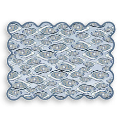 Scalloped Blue Oysters Vinyl Placemat