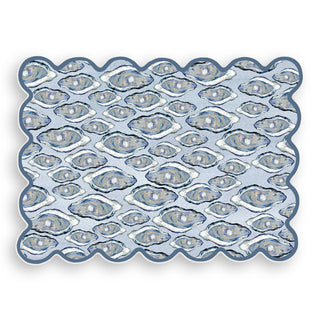 Scalloped Blue Oysters Vinyl Placemat