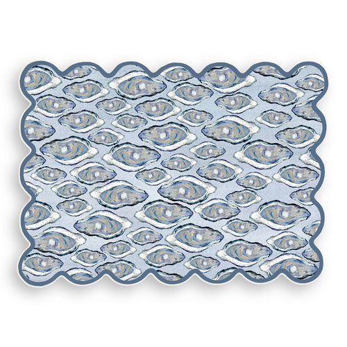 Scalloped Blue Oysters Vinyl Placemat