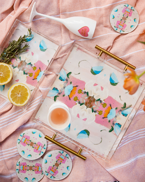 Monets Garden Pink Coaster | Laura Park Designs