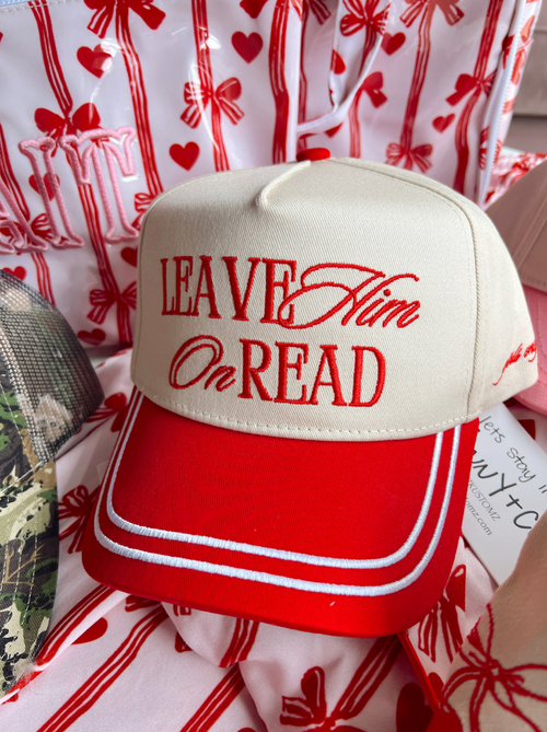 Leave Him On Read - Red Vintage Hat