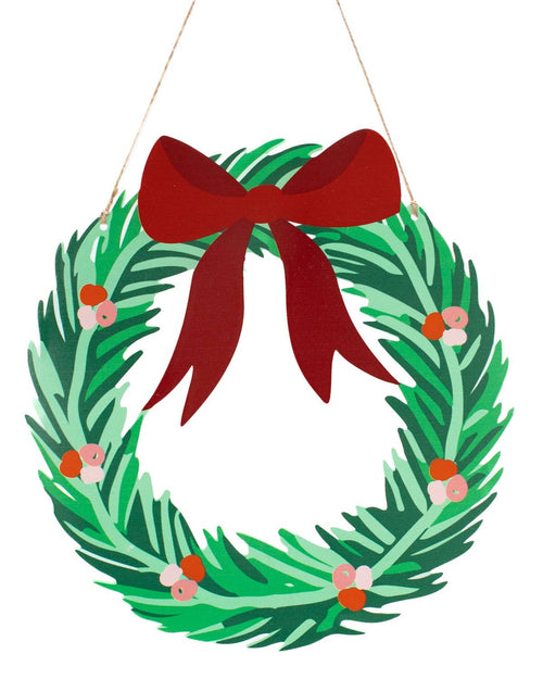 Clara Wreath Door Hanger   Green/Red   18.75x19.75