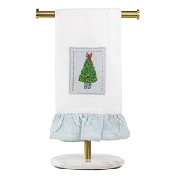 Christmas Topiary Ruffle Hand Towel   White/Ice/Multi   20x28