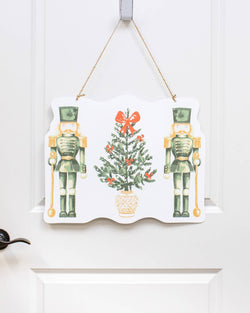 Watercolor Nutcracker Door Hanger   Green/Multi   19.75x15