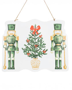 Watercolor Nutcracker Door Hanger   Green/Multi   19.75x15