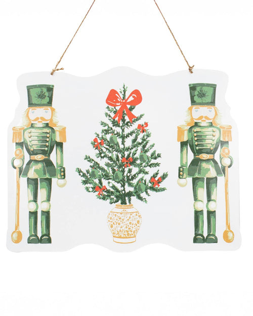 Watercolor Nutcracker Door Hanger   Green/Multi   19.75x15