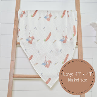 Gone Fishing Cotton Blanket