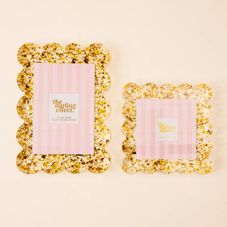 Rectangle Scalloped Acrylic Frame-Confetti Gold