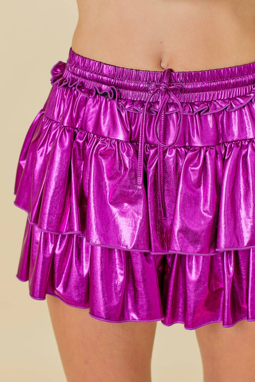 Madelyn Metallic Ruffle Skort