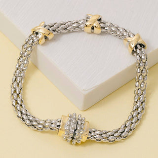 X Two Tone Cuff Cable Bracelet