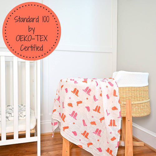 Pink Boots Baby Swaddle Blanket