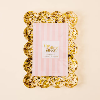 Rectangle Scalloped Acrylic Frame-Confetti Gold