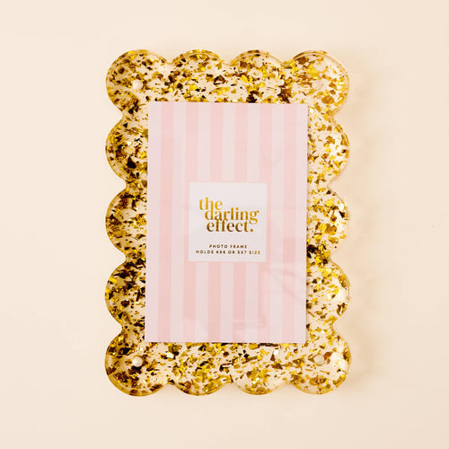 Rectangle Scalloped Acrylic Frame-Confetti Gold