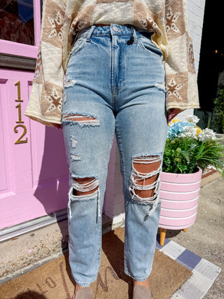 Heather High Rise Girlfriend Jeans