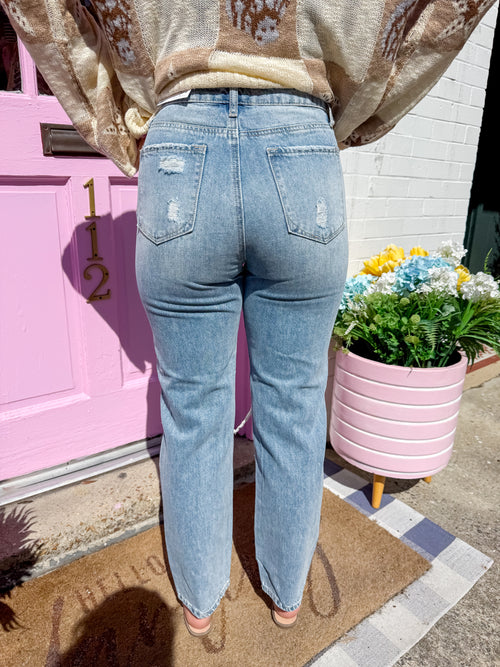 Heather High Rise Girlfriend Jeans