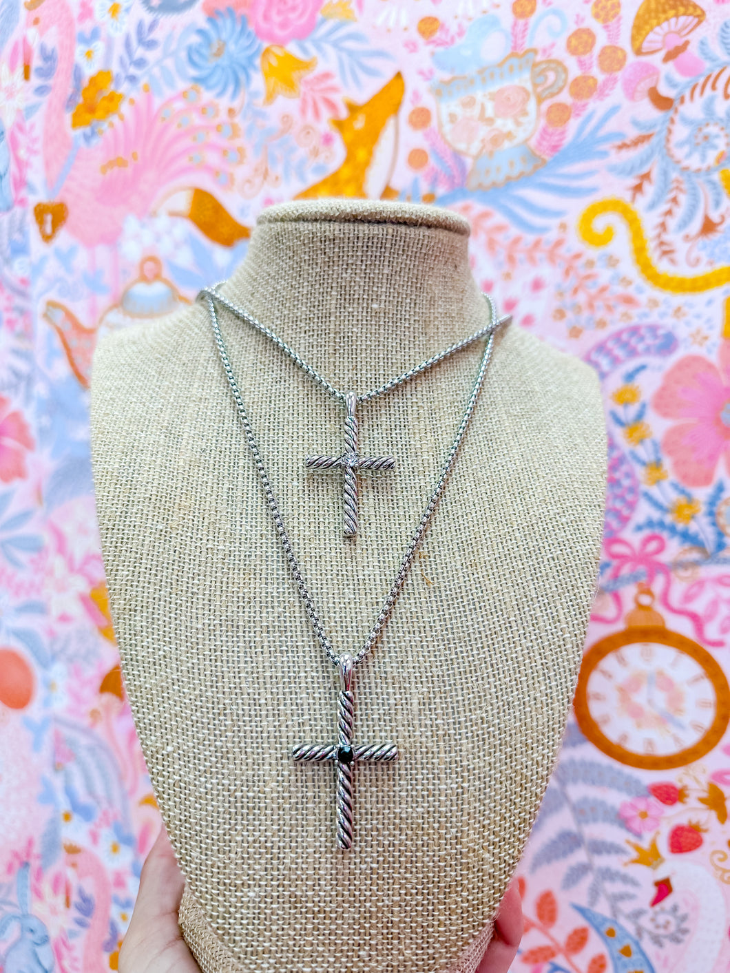 Cable Cross Necklace