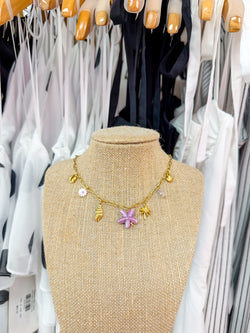 Anya 18K Gold Non-Tarnish Starts and Palm Charm Necklace