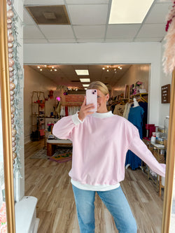 Mock Neck Striped Sweatshirt top