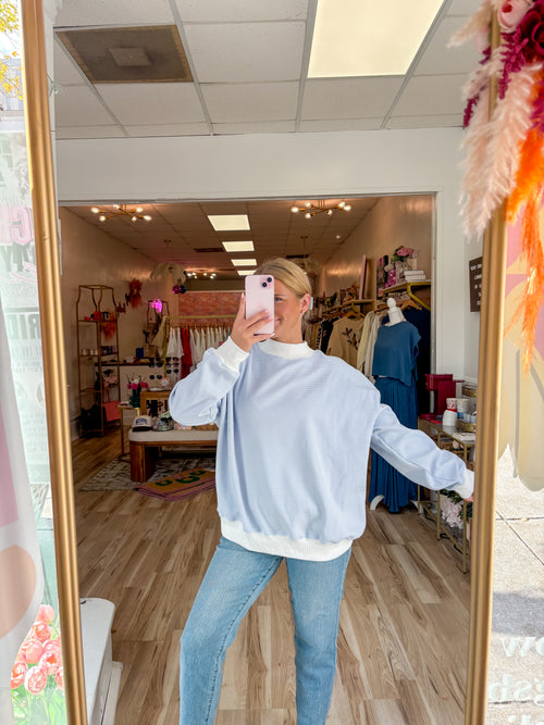 Mock Neck Striped Sweatshirt top