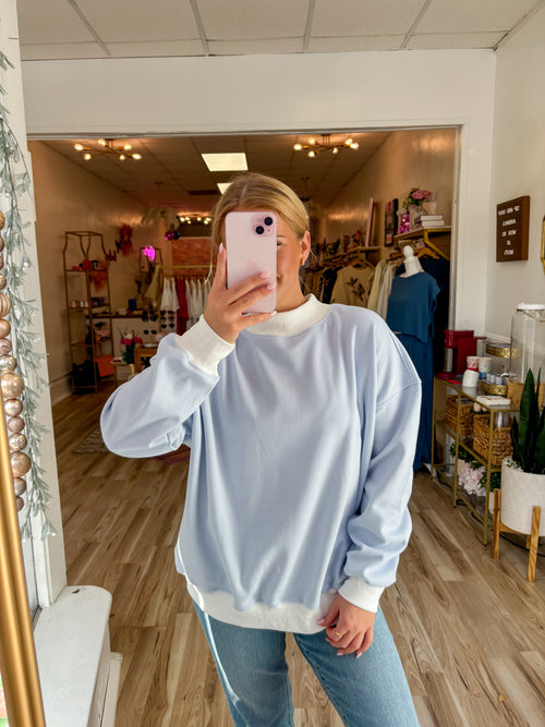 Mock Neck Striped Sweatshirt top