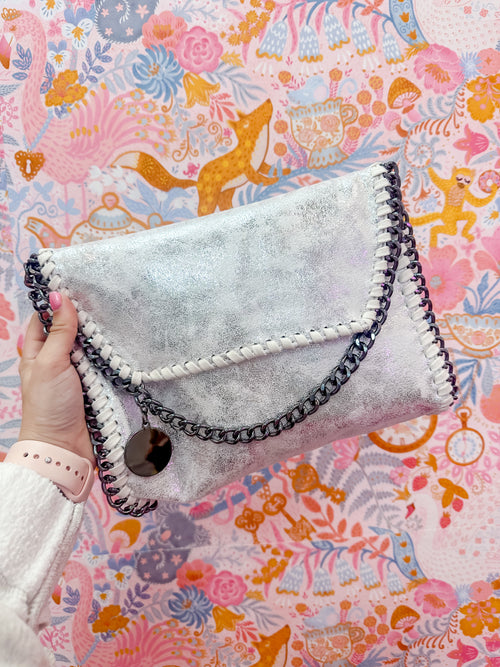 Link Up Crossbody in Metallic White