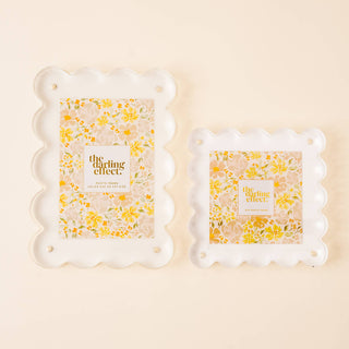 Rectangle Scalloped Acrylic Frame-White