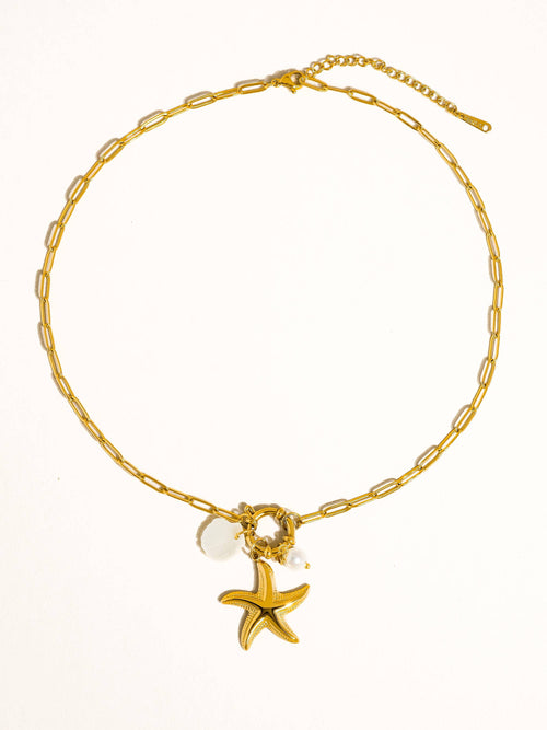 Sahar 18K Gold Non-Tarnish Summer Star and Shell Necklace