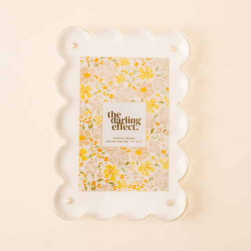Rectangle Scalloped Acrylic Frame-White