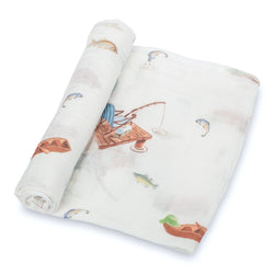 Gone Fishing Cotton Blanket