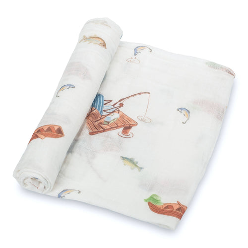 Gone Fishing Cotton Blanket