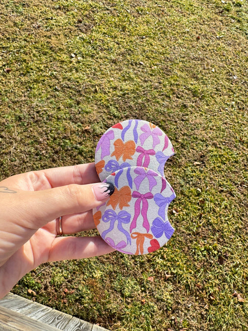 Colorful Bow Car Coaster Set