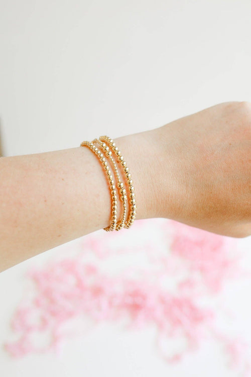 ILY + 3MM + 4MM Bracelet Stack in Gold