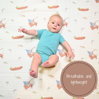 Gone Fishing Cotton Blanket